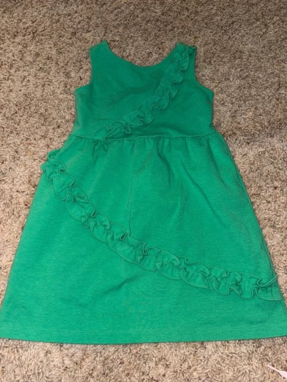 Janie and Jack Girls Green Ruffle Asymmetrical Knit Dress Size 5